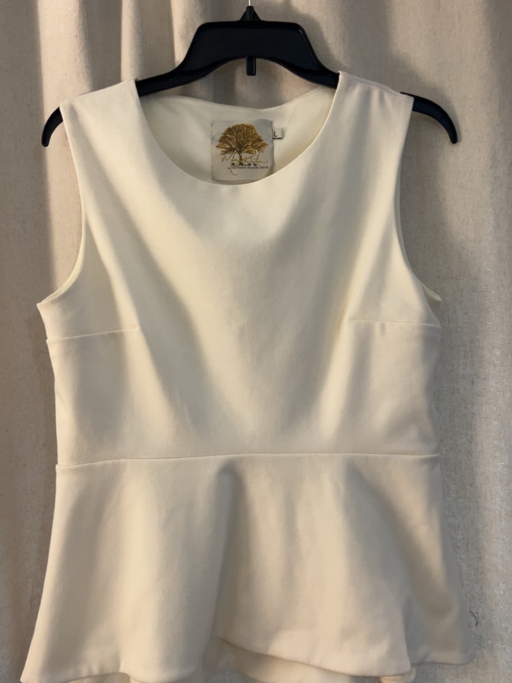 Missy Robertson Collection Ivory Sleeveless Peplum Top